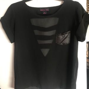 Sheer Black Material Girl Blouse M